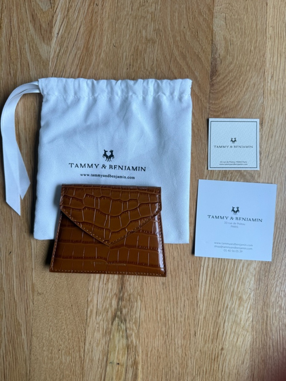 Tammy & Benjamin Brown Croc-Embossed Leather Envelope Wallet